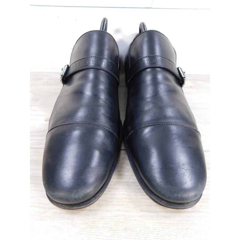 Louis Vuitton Mens Black Leather Single Monk Strap Dress Shoes Size 8M Luxury